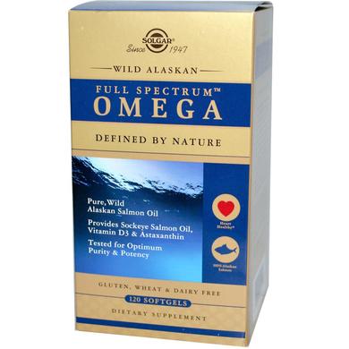 Жир з лосося аляскинского (Full Spectrum Omega), Омега, Solgar, 120 капсул - фото