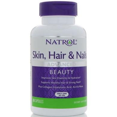 Вітаміни для волосся, шкіри та нігтів, Skin, Hair & Nails, Natrol, 60 капсул - фото