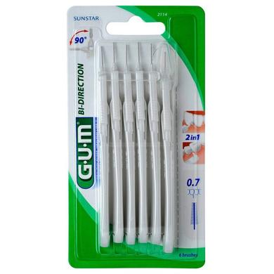 Набір зубних щіток двонаправленних BI-DIRECTION FINE WHITE, ультрамікрогетерогенність, 6 штук, 0, Gum, 7 мм - фото