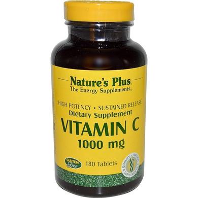 Вітамін С повільного вивільнення, Natures Plus, 1000 мг, 180 таблеток - фото