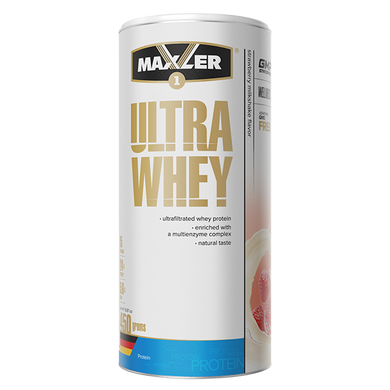 Протеин, Ultra Whey, Maxler, вкус клубничный молочный коктейль, 450 г - фото