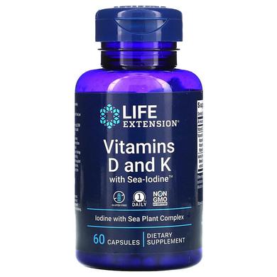 Витамин Д и К с йодом, Vitamins D and K with Sea-Iodine, Life Extension, 60 капсул - фото