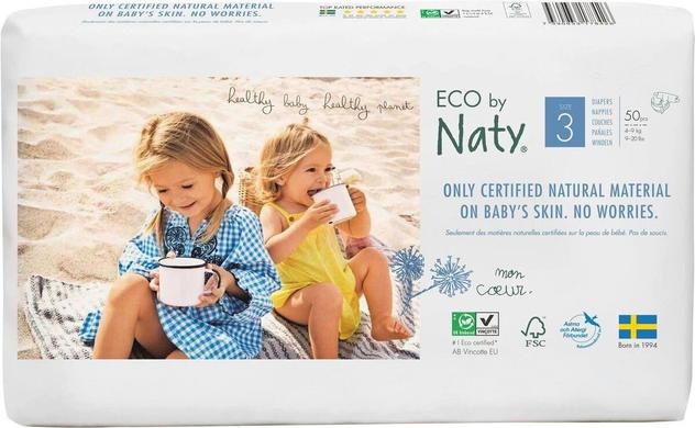 Органические детские подгузники, размер 3, от 4 до 9 кг, Eco by Naty, 50 шт - фото
