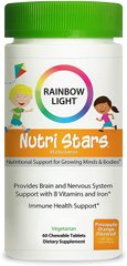 Витамины для детей, Nutri Stars Multivitamin, Rainbow Light, фруктовый вкус, 60 жевательных таблеток - фото