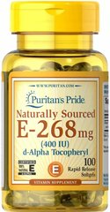 Вітамін Е, Vitamin E-400 iu Naturally Sourced, Puritan's Pride, 100 гелевих капсул - фото