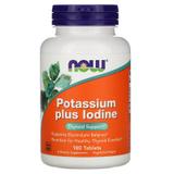 Йодид калію, Potassium Plus Iodine, Now Foods, 225 мкг, 180 таблеток, фото