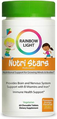 Вітаміни для дітей, Nutri Stars Multivitamin, Rainbow Light, фруктовий смак, 60 жувальних таблеток - фото
