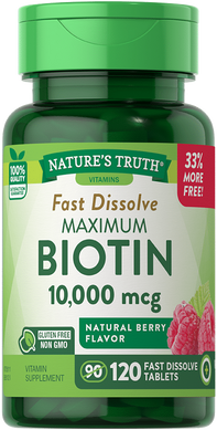 Биотин, Biotin, Nature's Truth, 10000 мкг, 90 таблеток - фото