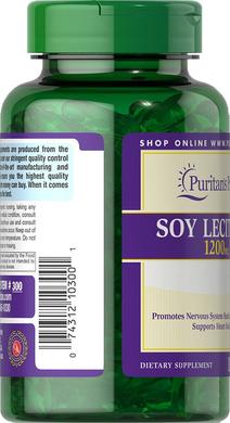 Лецитин из сои, Soy Lecithin, Puritan's Pride, 1200 мг, 100 гелевых капсул - фото