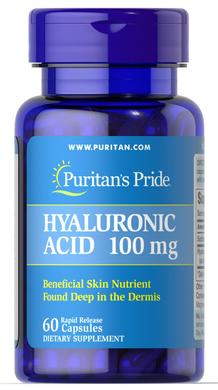 Гіалуронова кислота, Hyaluronic Acid, Puritan's Pride, 100 мг, 60 капсул - фото