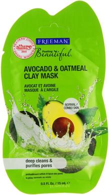 Очищающая глиняная маска для лица "Авокадо и овсяная мука", Feeling Beautiful Facial Clay Mask, Freeman, 15 мл - фото