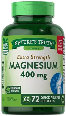 Магний, Magnesium, 400 мг, Nature's Truth, 72 капсулы - фото