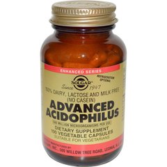 Пробиотики, Advanced Acidophilus, Solgar, 100 капсул - фото