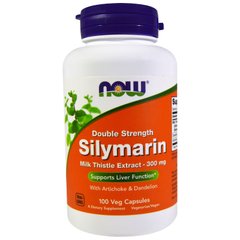 Силимарин, расторопша (Silymarin), Now Foods, экстракт с артишоком и одуванчиком, 300 мг, 100 капсул - фото
