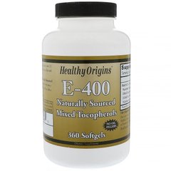 Витамин Е, Vitamin E, Healthy Origins, 400 МЕ, 360 капсул - фото
