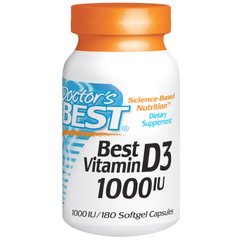 Вітамін Д3, Vitamin D3, Doctor's Best, 1000 МО, 180 капсул - фото