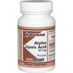 Альфа-ліпоєва кислота, Alpha Lipoic Acid, Kirkman Labs, 25 мг, 90 капсул - фото
