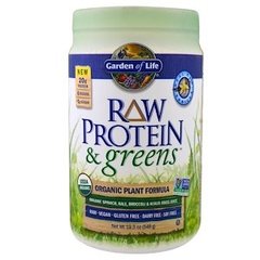 Растительный белок сырой и зелень, Raw Protein & Greens, Garden of Life, вкус ванили, органик, 548 г - фото