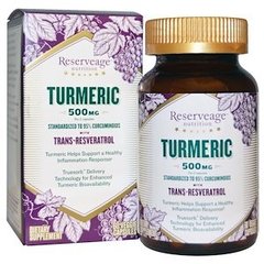 Куркума, Turmeric, ReserveAge Nutrition, 500 мг, 60 вегетарианских капсул - фото