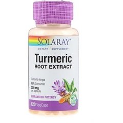 Экстракт куркумы, Turmeric Root Extract, Solaray, 300 мг, 120 капсул - фото