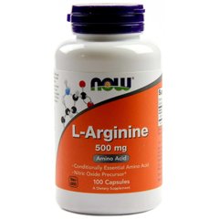 Аргинин, L-Arginine, Now Foods, 500 мг, 100 капсул - фото