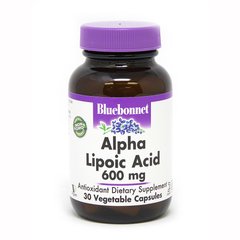 Альфа-липоевая кислота, Alpha Lipoic Acid, Bluebonnet Nutrition, 600 мг, 30 капсул - фото