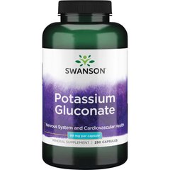Глюконат калію, Potassium Gluconate, Swanson, 99 мг 250 капсул - фото