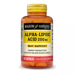 Альфа-ліпоєва кислота 200 мг, Alpha Lipoic Acid, Mason Natural, 60 капсул - фото