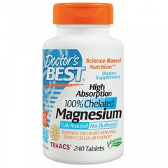 Магний хелат 100%, Magnesium, Doctor's Best, абсорбционный, 100 мг, 240 таблеток - фото