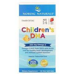 Рыбий жир для детей (клубника), Children's DHA, Nordic Naturals, 90 капсул - фото