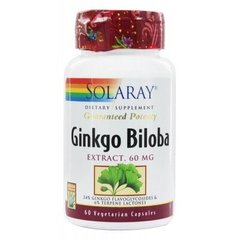 Гинкго билоба, Ginkgo Biloba Leaf Extract, Solaray, 60 мг, 60 вегетарианских капсул - фото