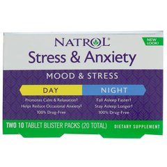 Формула від стресу (день і ніч), Stress & Anxiety, Natrol, 2 за 10 таблеток - фото