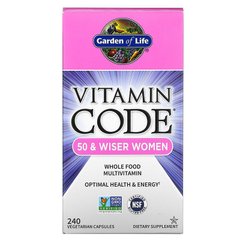 Сырые Витамины для женщин, 50+ (Vitamin Code), Garden of Life, 240 - фото