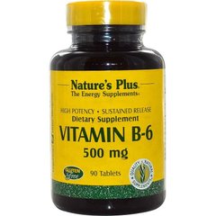 Вітамін B-6, Nature's Plus, 500 мг, 90 таблеток - фото