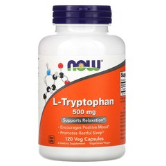 Триптофан, L-Tryptophan, Now Foods, 500 мг, 120 капсул - фото