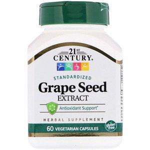 Екстракт виноградних кісточок (Grape Seed), 21st Century, 60 капсул - фото