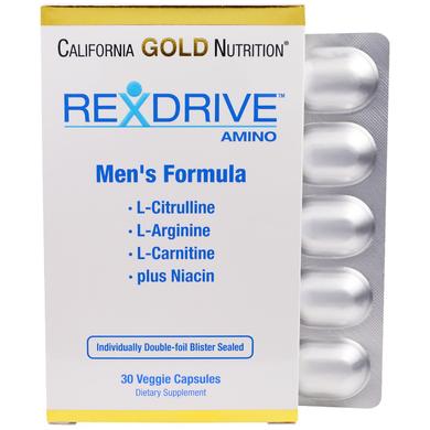 Мужская формула аминокислот, Rexdrive Amino, California Gold Nutrition, 30 капсул - фото