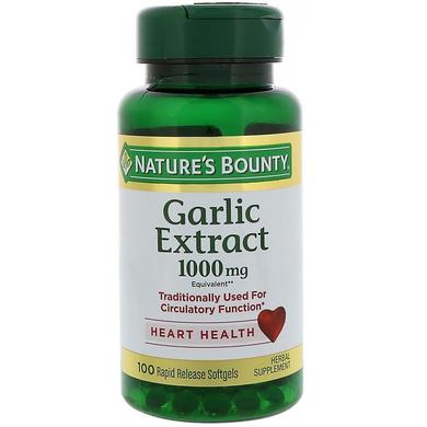 Часник, Garlic, Nature's Bounty, екстракт, 1000 мг, 100 капсул - фото