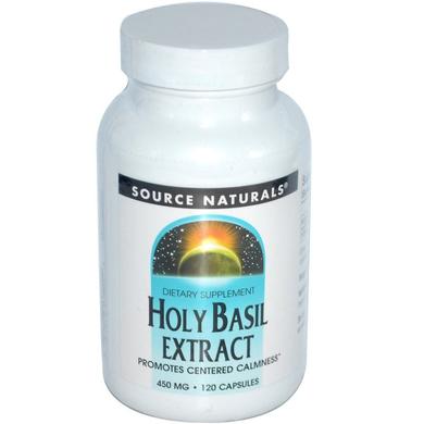 Базилик священный, экстракт, Holy Basil, Source Naturals, 450 мг, 120 капсул - фото