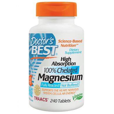 Магній хелат 100%, Magnesium, Doctor's Best, абсорбційний, 100 мг, 240 таблеток - фото