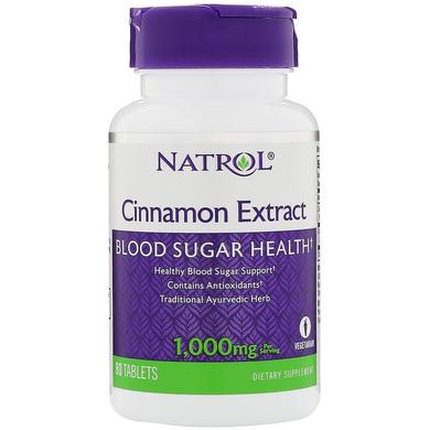 Кориця, Cinnamon, Natrol, екстракт, 1000 мг, 80 таблеток - фото