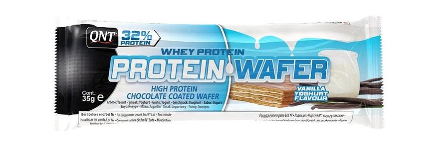 Протеин, Protein Wafer, Qnt, вкус ванильный йогурт, 12 шт х 35 г - фото