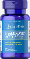 Гиалуроновая кислота, Hyaluronic Acid, Puritan's Pride, 50 мг, 60 капсул - фото