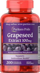 Экстракт виноградных косточек, Grapeseed Extract, Puritan's Pride, 200 капсул - фото