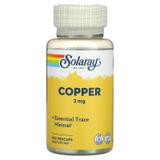 Мідь, Copper, Solaray, 2 мг, 100 капсул, фото