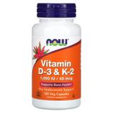 Витамин Д3 и К2, Vitamin D-3 & K-2, Now Foods, 1000 МЕ/45 мкг, 120 капсул, фото