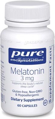 Мелатонін, Melatonin, Pure Encapsulations, 3 мг, 60 капсул - фото