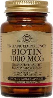 Біотин, Biotin, Solgar, 1000 мкг, 50 капсул - фото