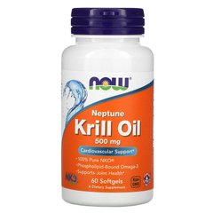 Масло кріля, Krill Oil, Now Foods, 500 мг, 60 капсул - фото