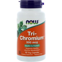 Хром, Tri-Chromium, Now Foods, 500 мкг, 90 капсул - фото